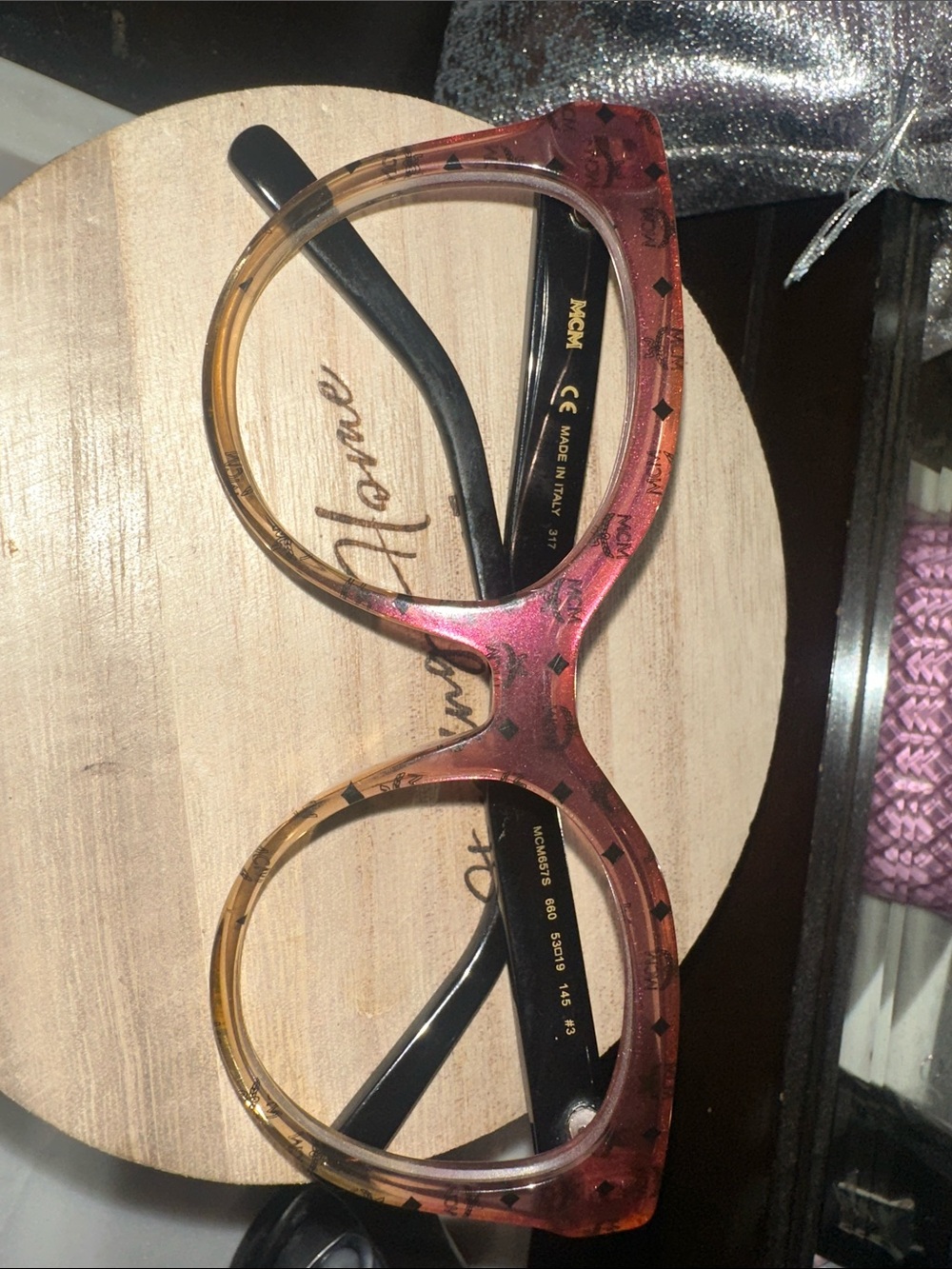 MCM Two-Tone Pink to Amber Round FRAME ONLY Glasses
